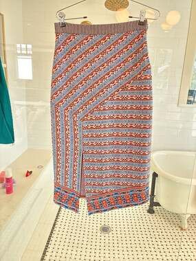 Anthropologie Boho Geometric Southwestern Knit Mini Skirt with Striped Waistband